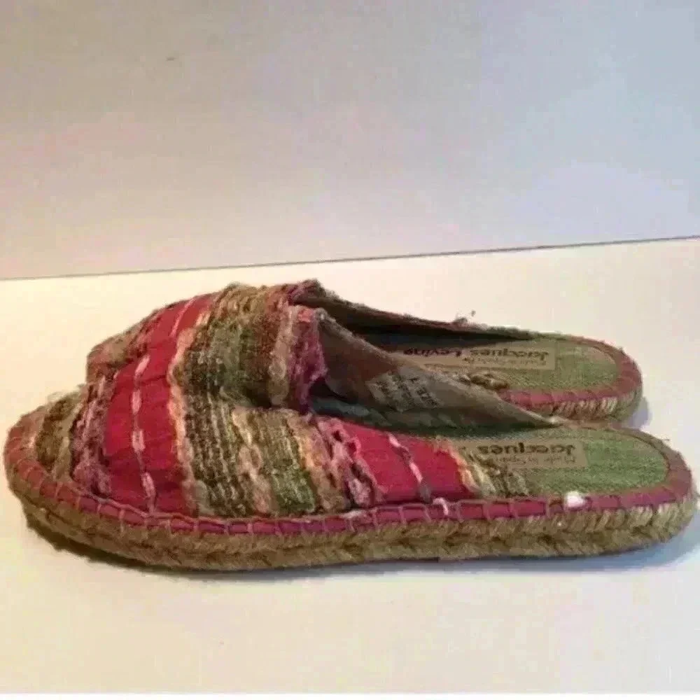 Jacques Levine Flats Sz 7 Multicolored Woven Mules
